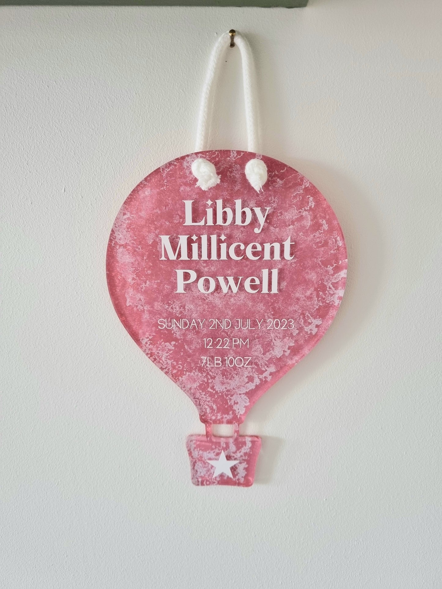 Hot Air Balloon Birth Details Sign