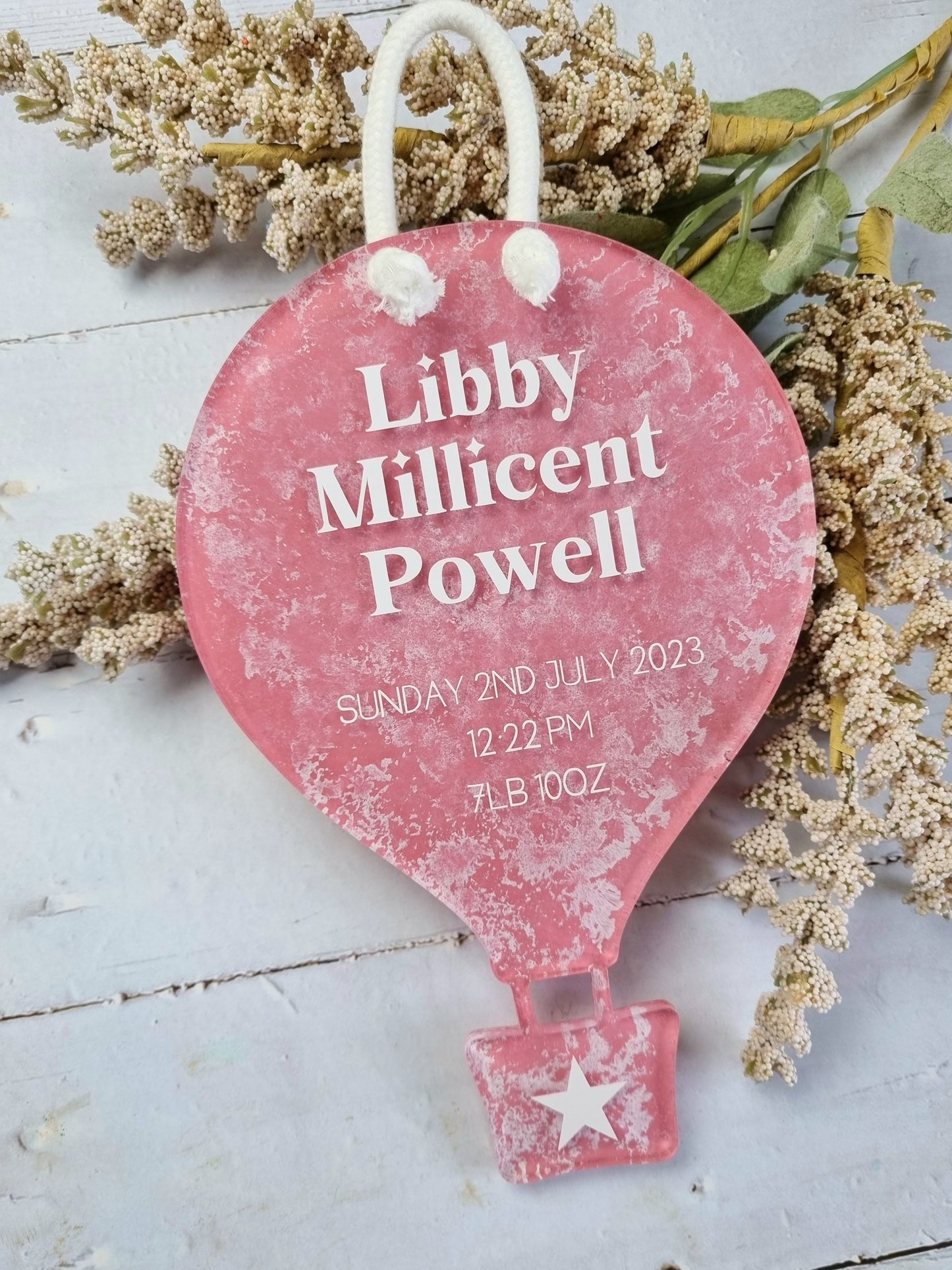 Hot Air Balloon Birth Details Sign
