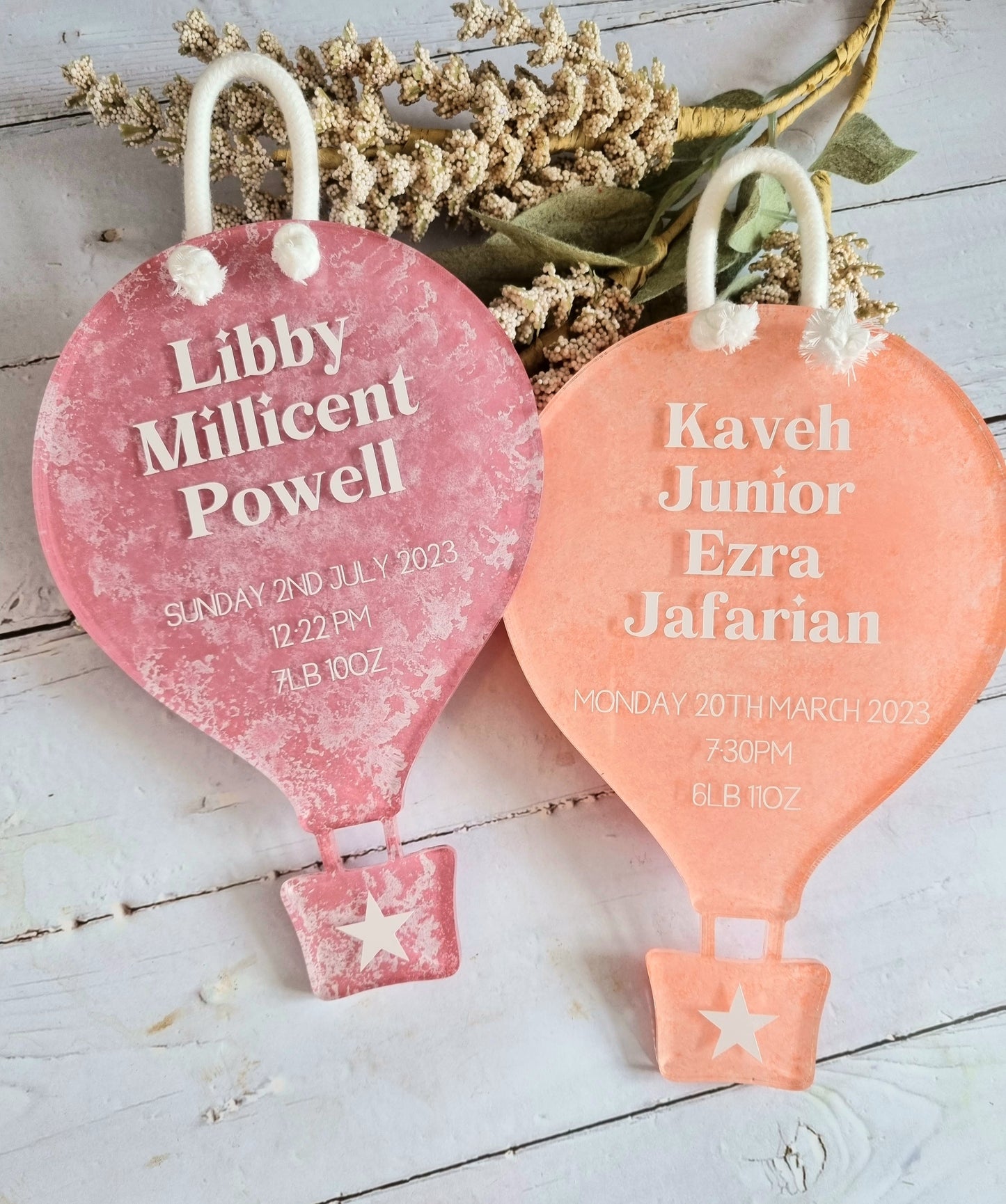 Hot Air Balloon Birth Details Sign