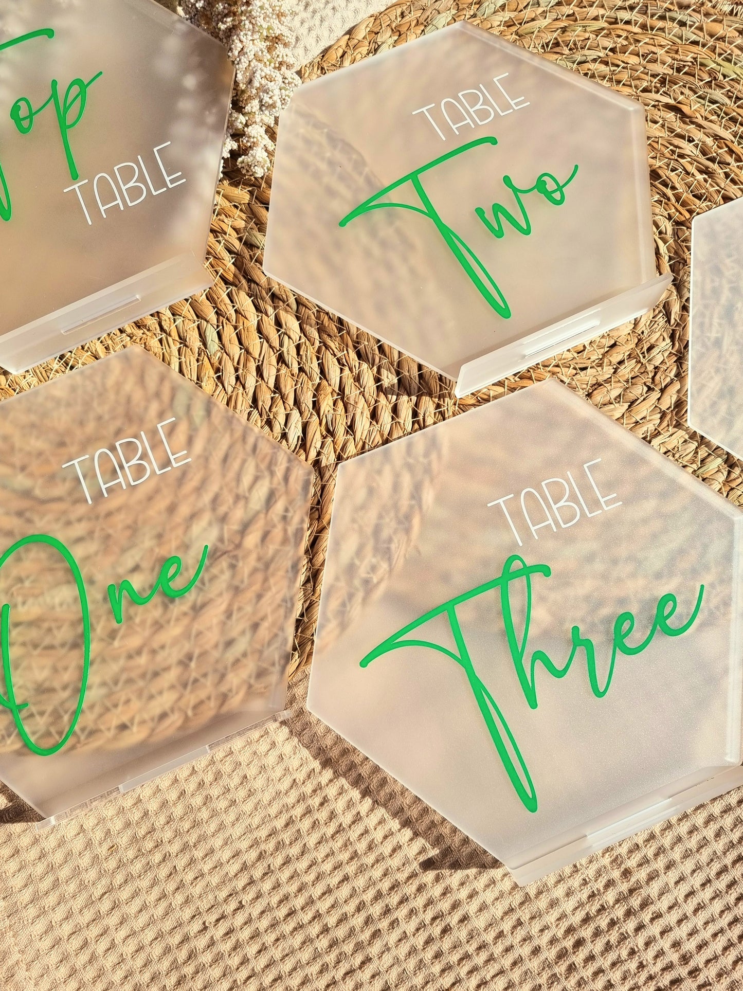 Frosted Hexagon Table Numbers
