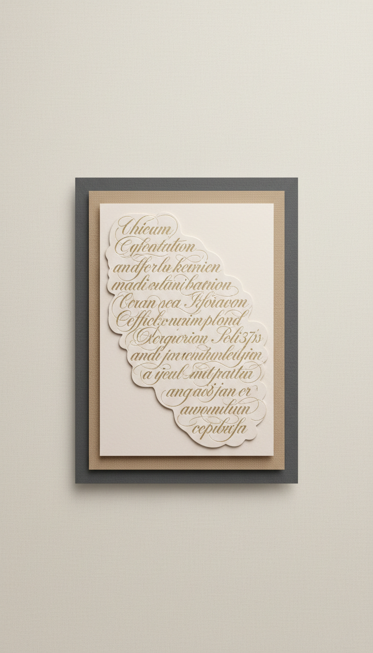 Layered calligraphy invitation with foil accents