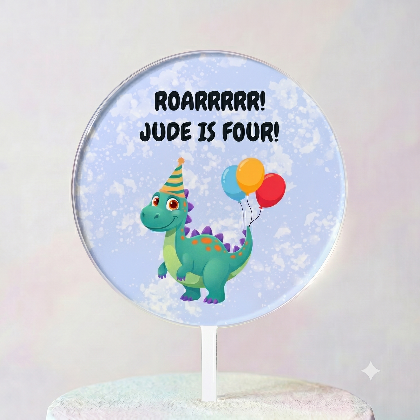 Roarrrrr! I'm Four! - Green Dinosaur Cake Topper (Copy)