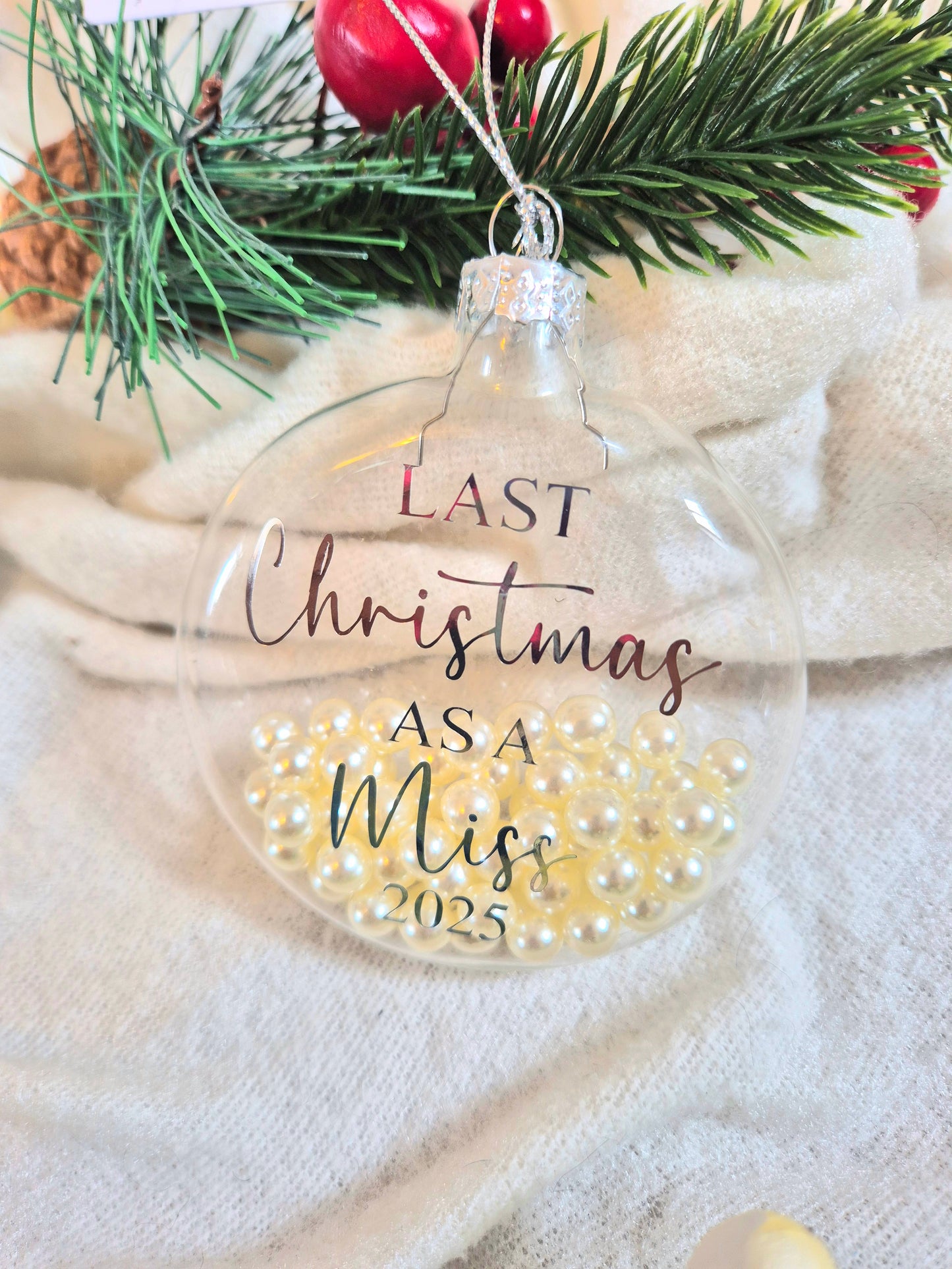 Glass Pearl 'Last Christmas' Bauble