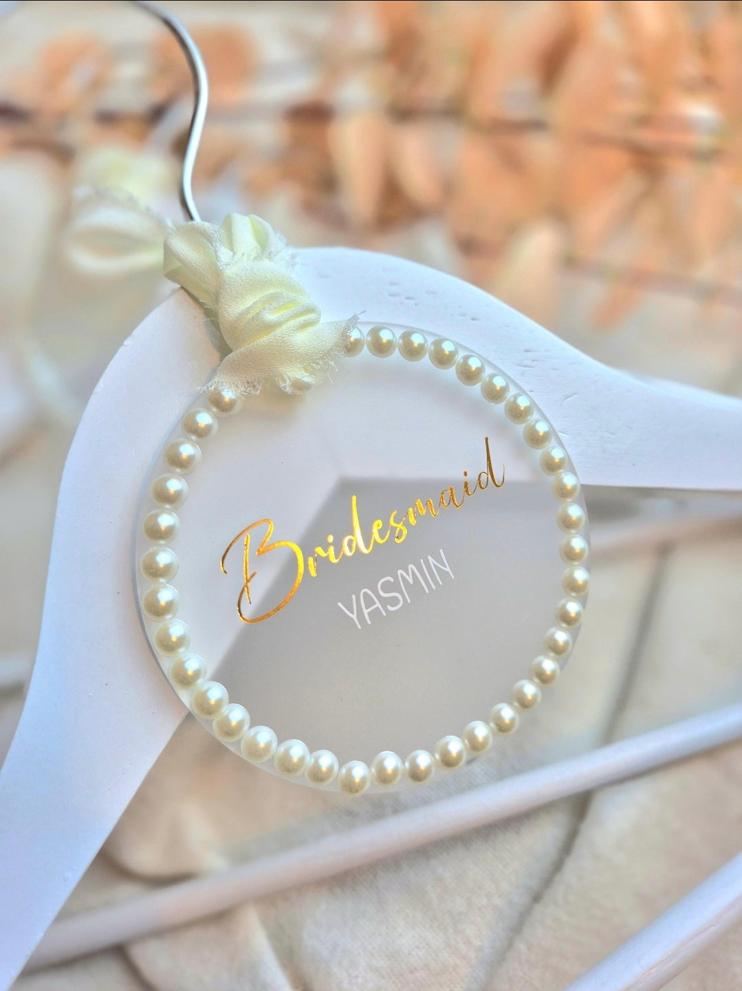 Pearl Edged Bridal Hanger Tag