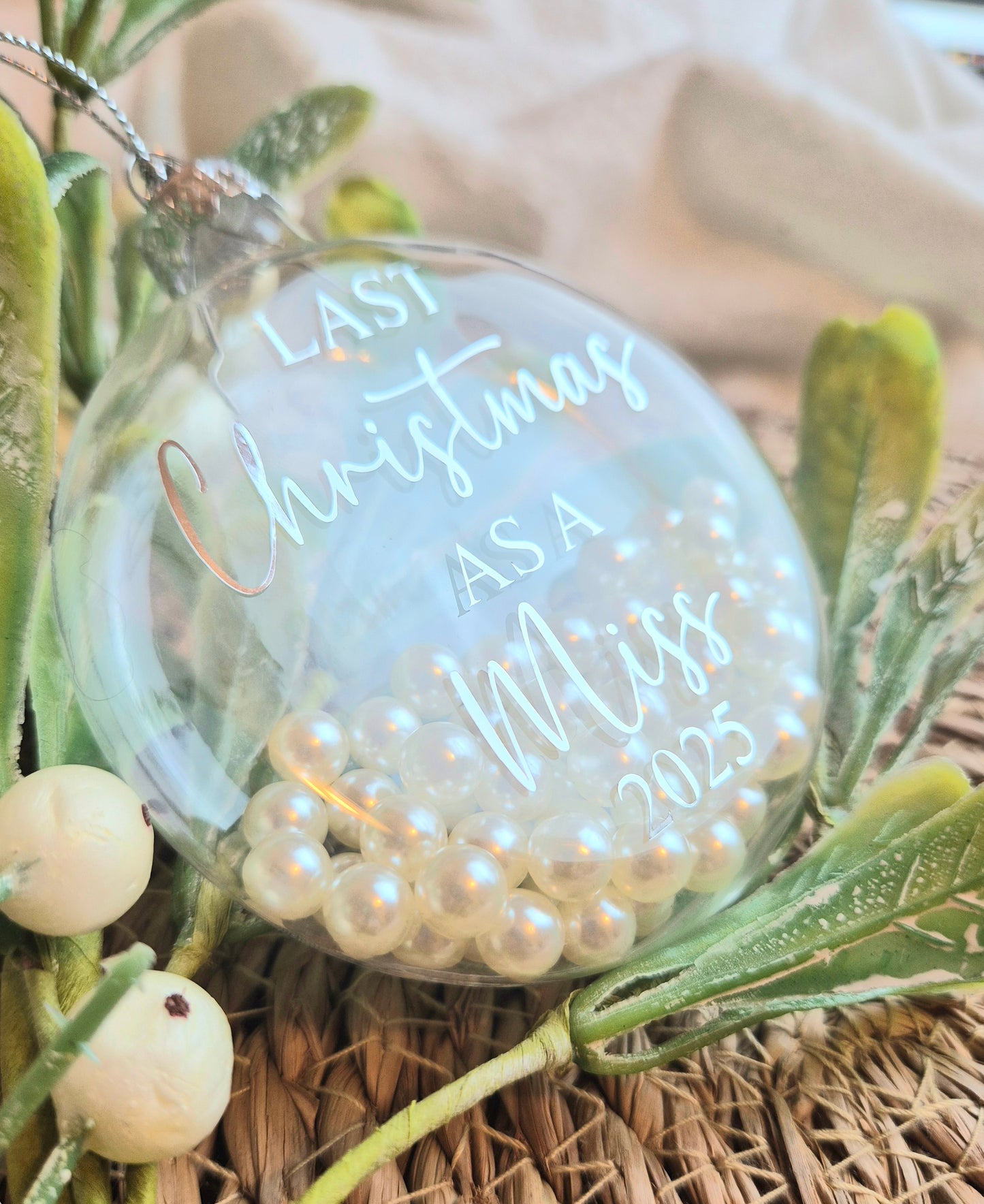Glass Pearl 'Last Christmas' Bauble