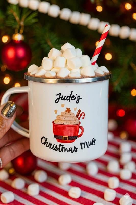Personalised Children's Enamel Christmas Mug - Santa