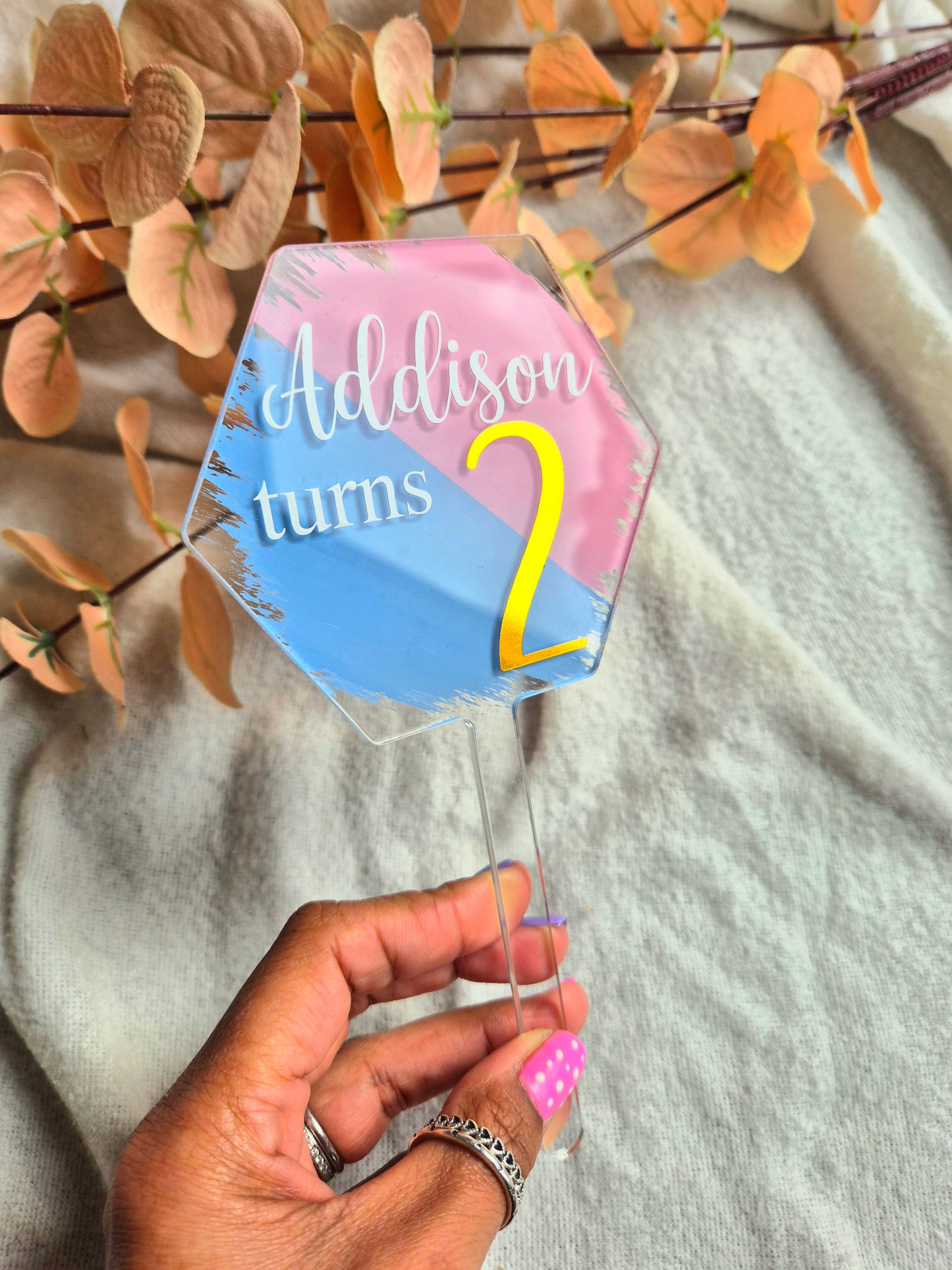 Two Tone Hexagon Cake Topper