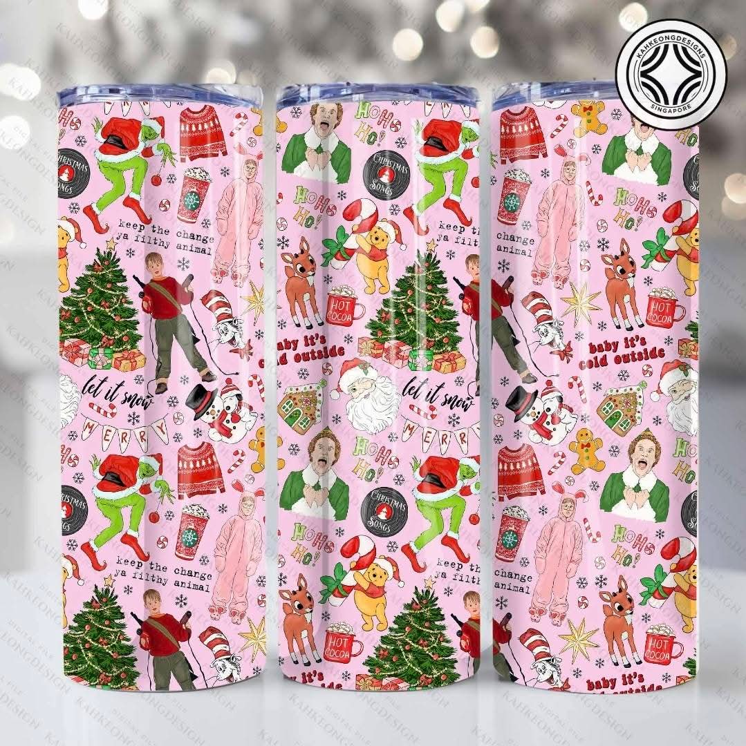 Festive Metal Tumbler - Christmas Movie Theme