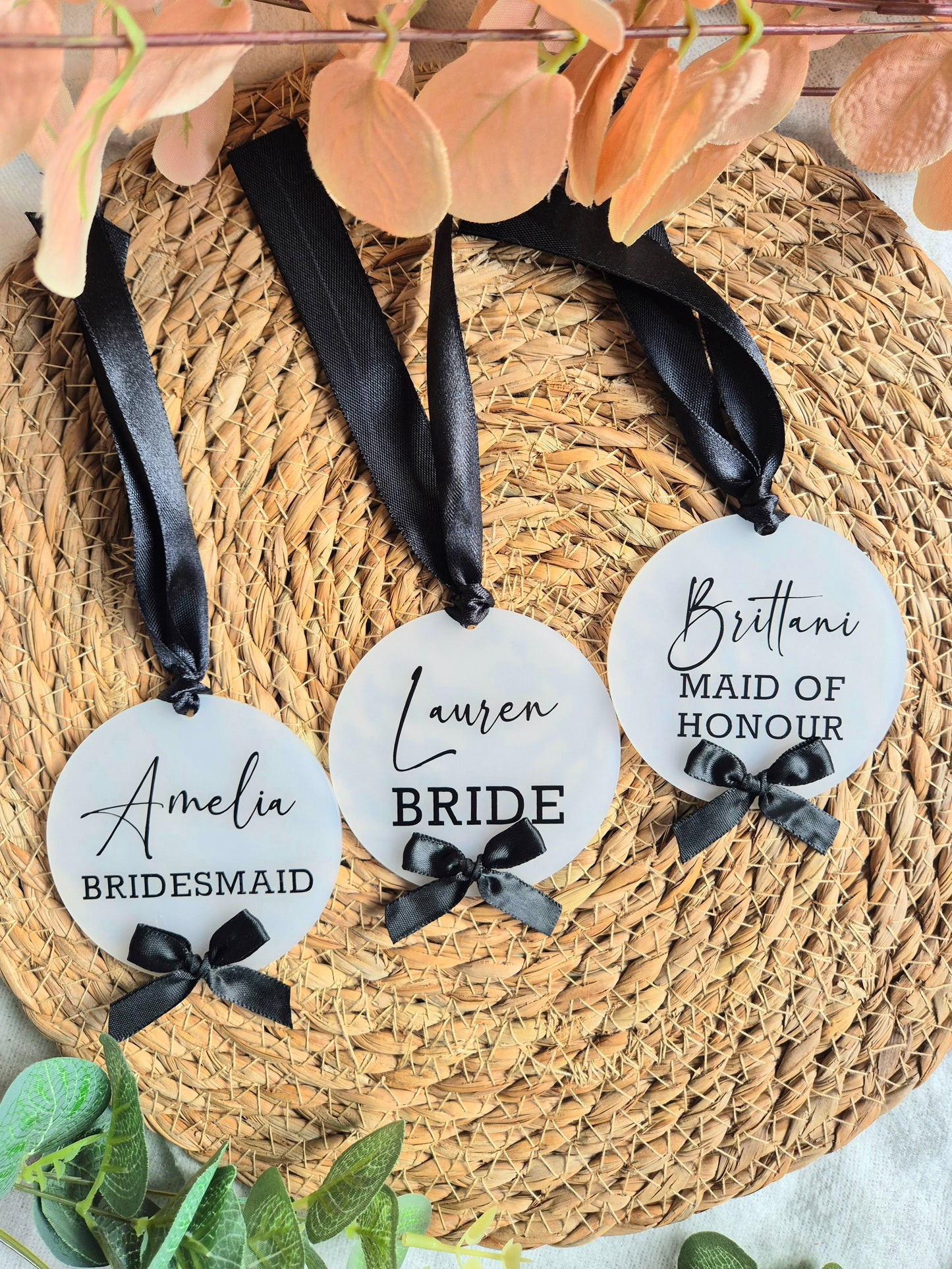 Frosted Black Bow Hanger Tag