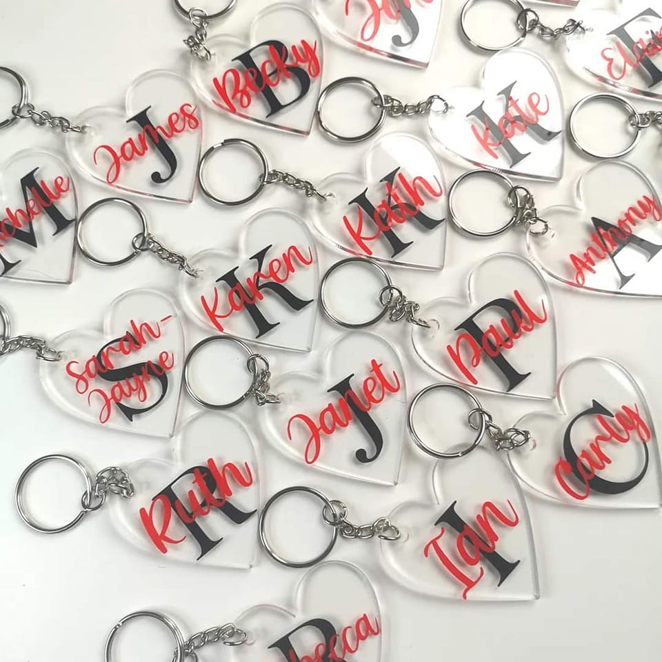 Personalised Heart Keyrings