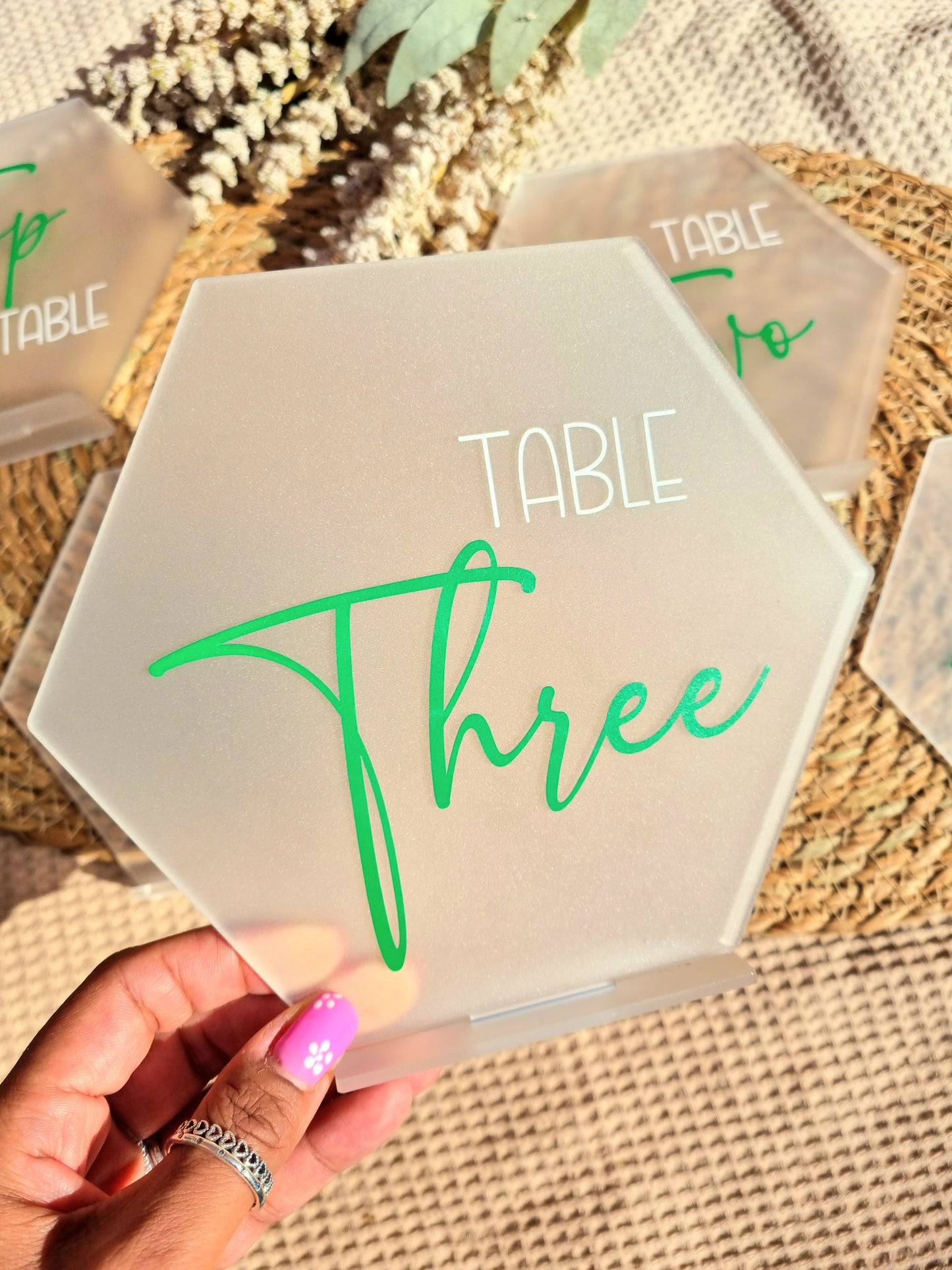 Frosted Hexagon Table Numbers