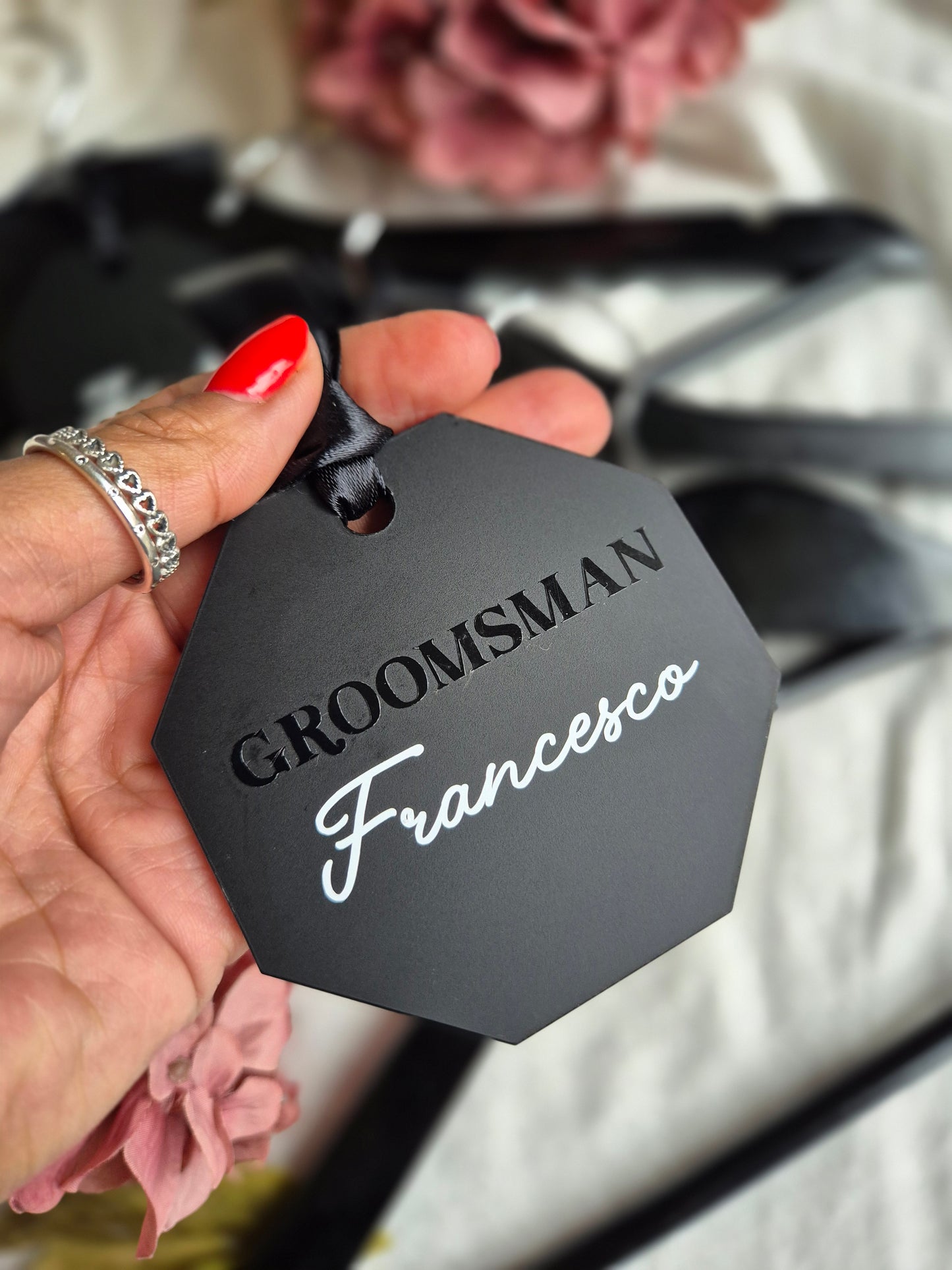 Groomsman Hanger Tags - Matte Black