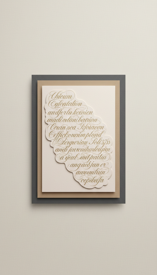 Layered calligraphy invitation with foil accents