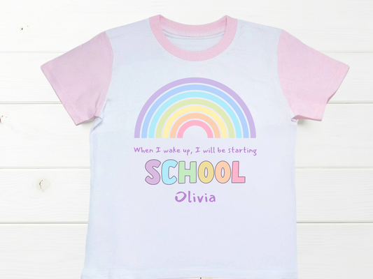 When I Wake Up I will Be Starting School Pyjamas - Pink