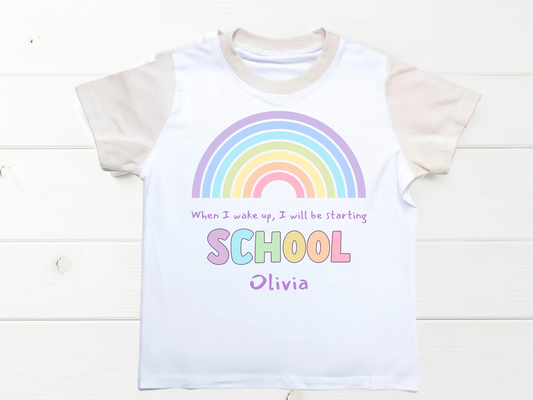 When I Wake Up I will Be Starting School Pyjamas - Stone