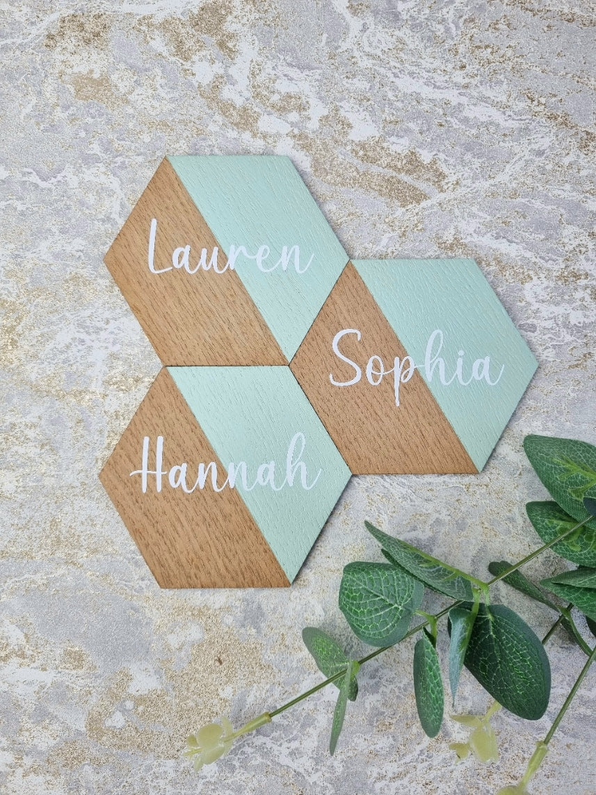 Wooden Painted Hexagon Place Names