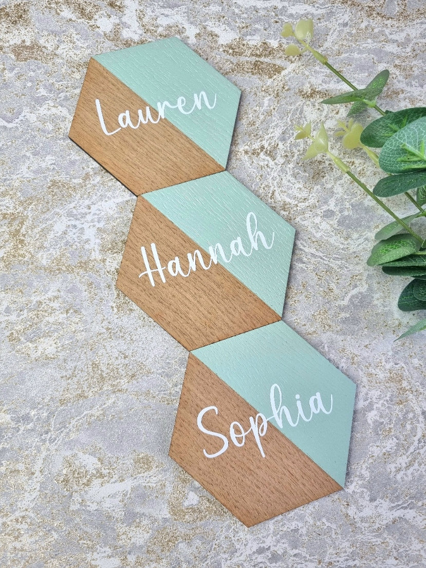 Wooden Painted Hexagon Place Names