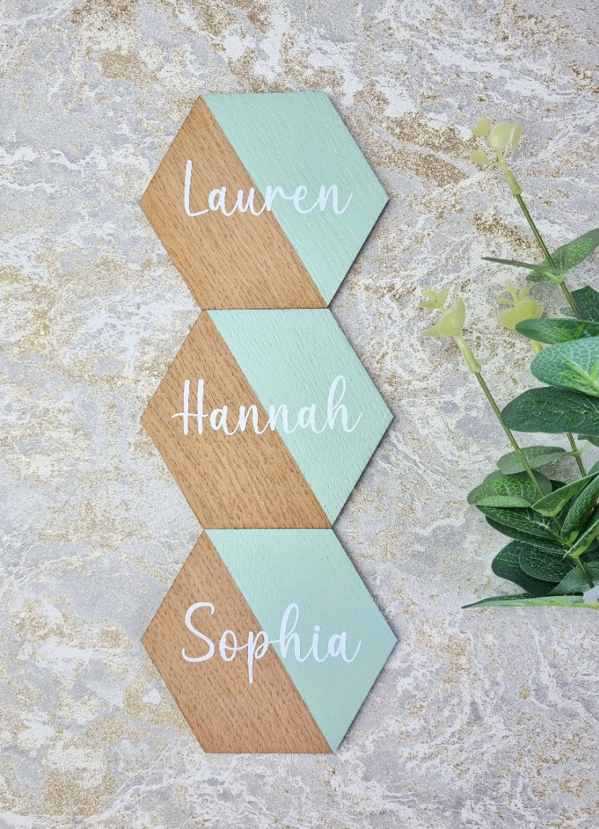 Wooden Painted Hexagon Place Names