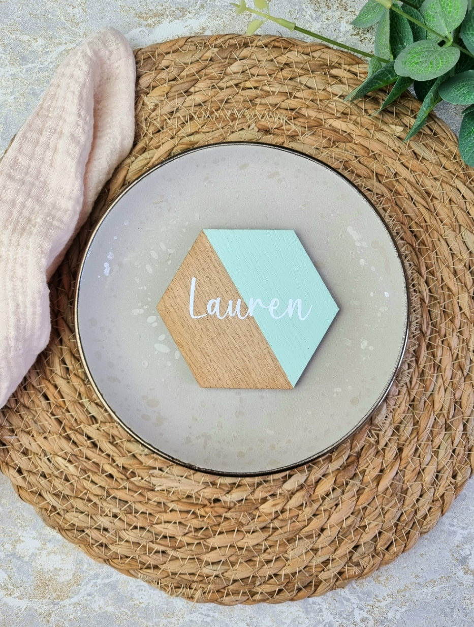 Wooden Painted Hexagon Place Names