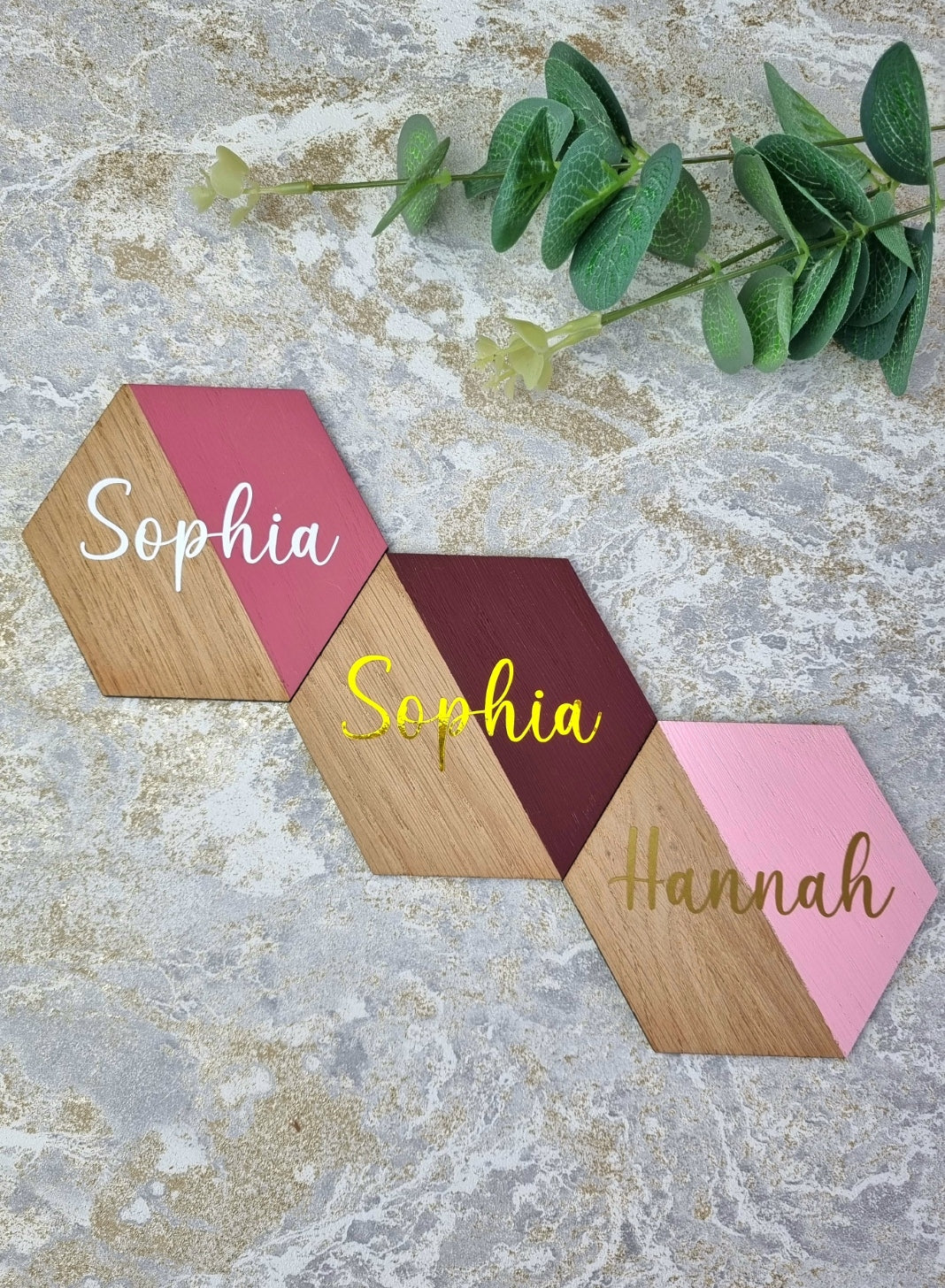 Wooden Painted Hexagon Place Names