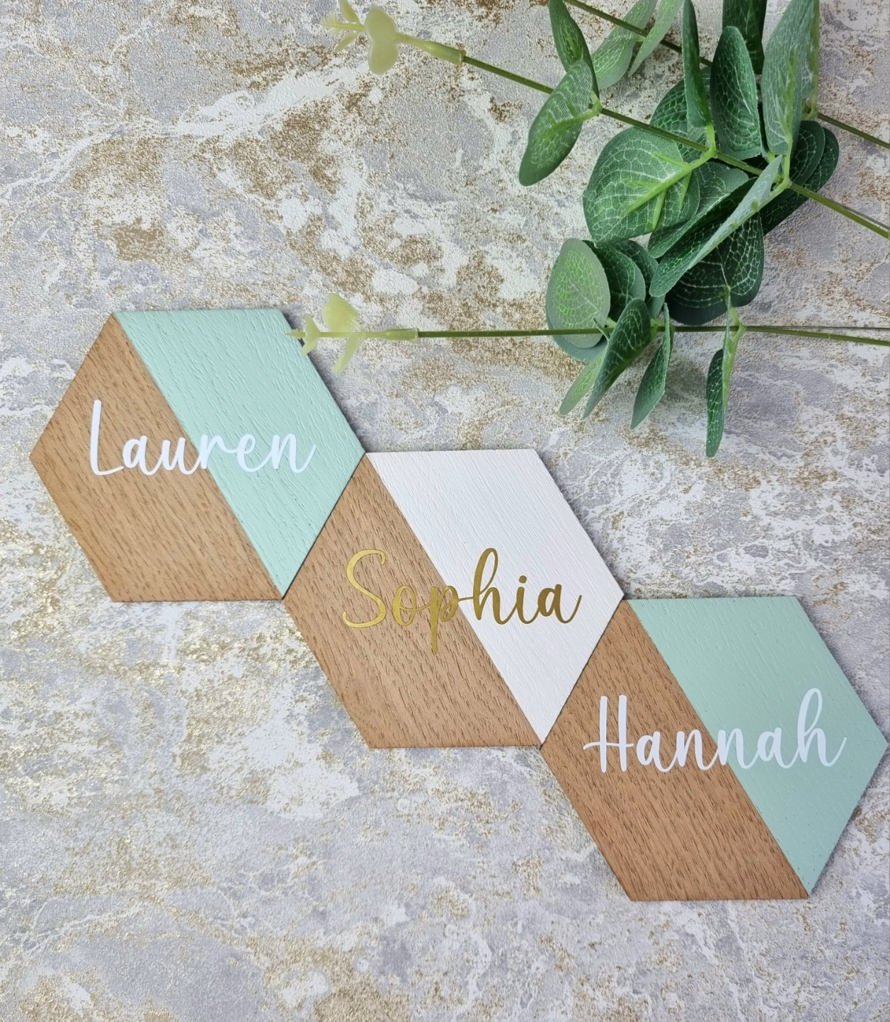 Wooden Painted Hexagon Place Names