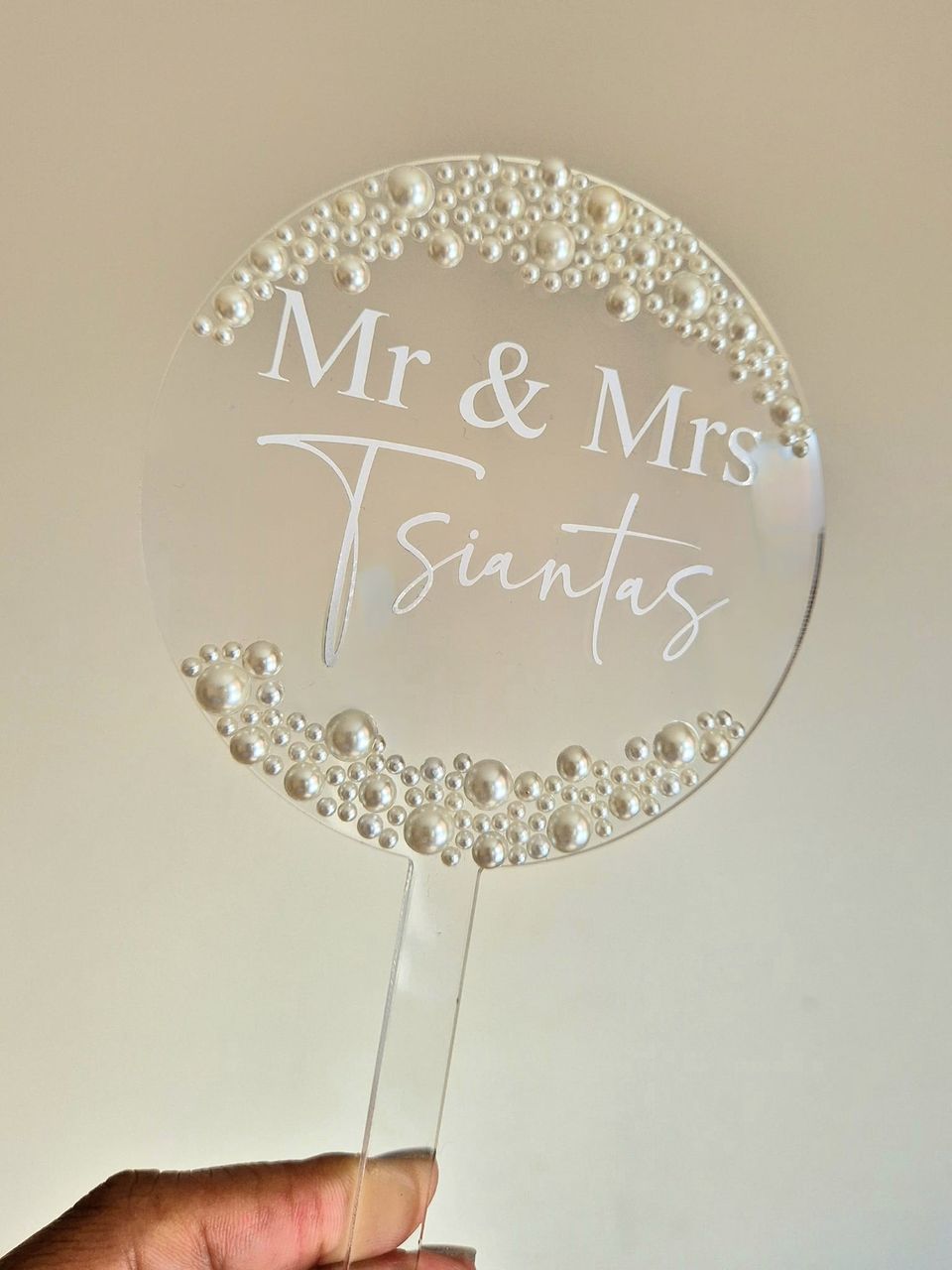 Pearly Wedding Cake Topper