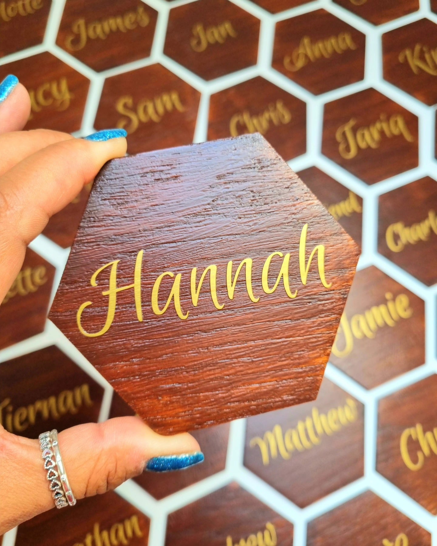 Wooden Hexagon Place Names