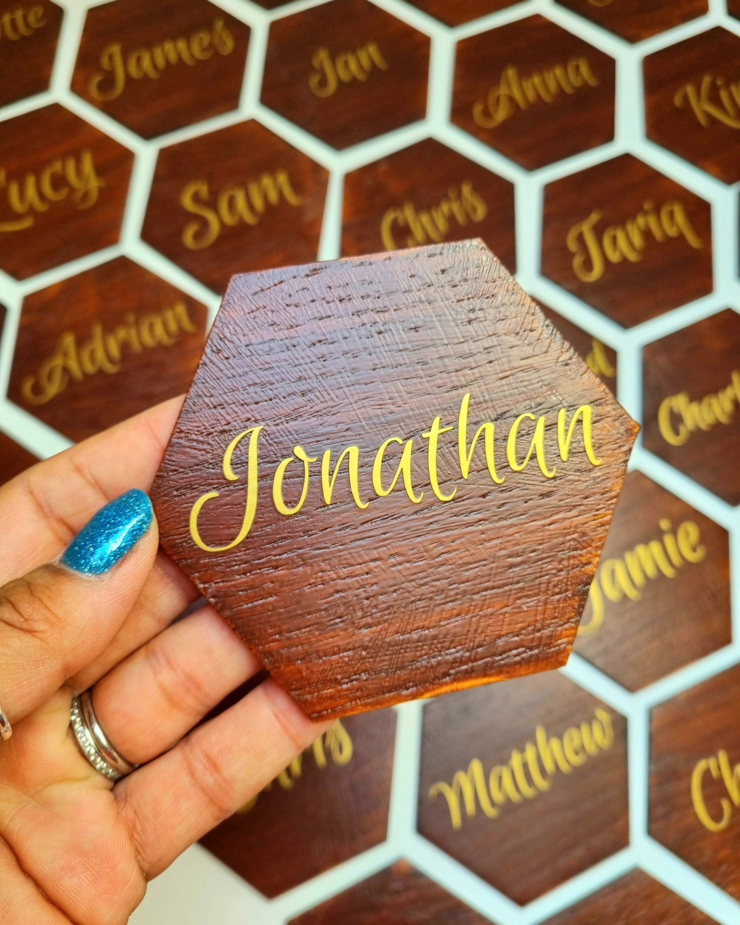 Wooden Hexagon Place Names