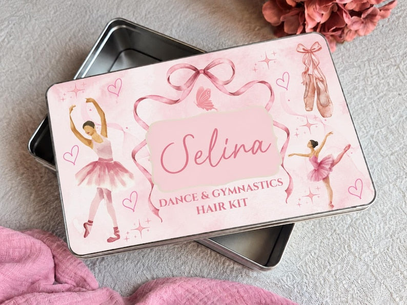 Personalised dancer hair accessories storage tin