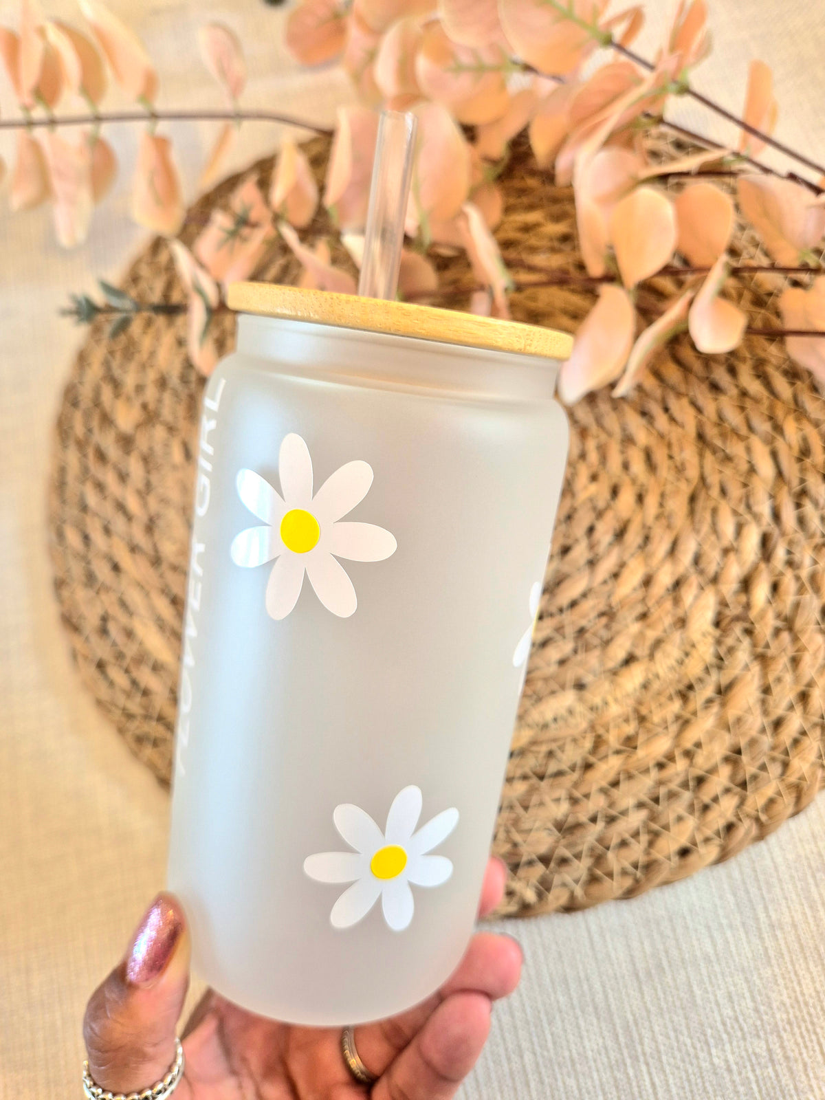 Personalised Flower Girl Frosted Libby Can Glass
