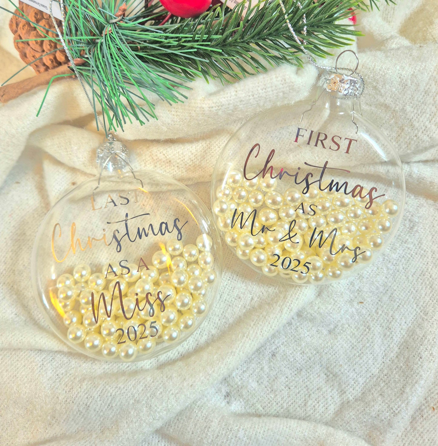 Glass Pearl 'First Christmas' Bauble