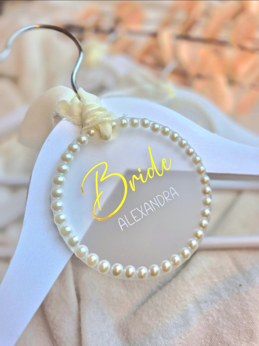 Pearl Edged Bridal Hanger Tag