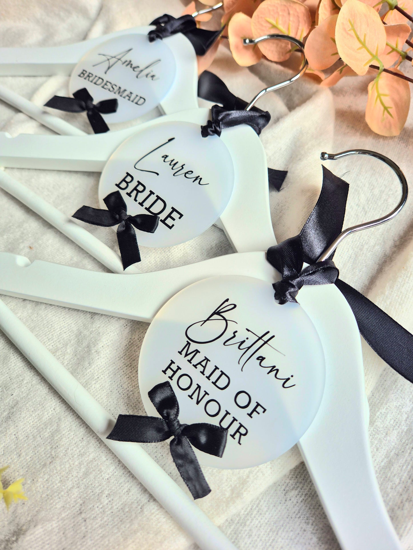 Frosted Black Bow Hanger Tag