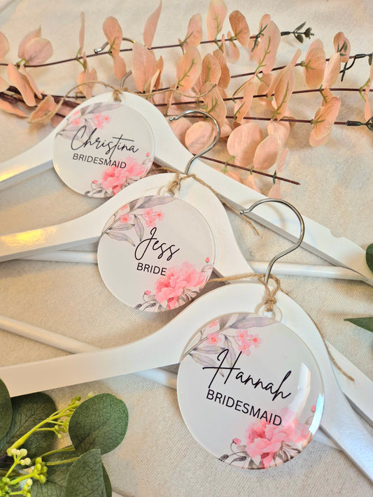Pink Floral Acrylic Hanger Tags