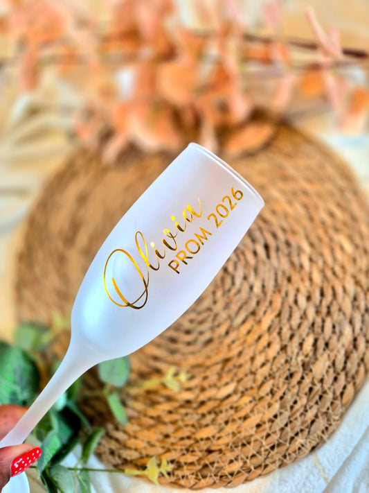 Personalised Frosted Prom Flute - Gold