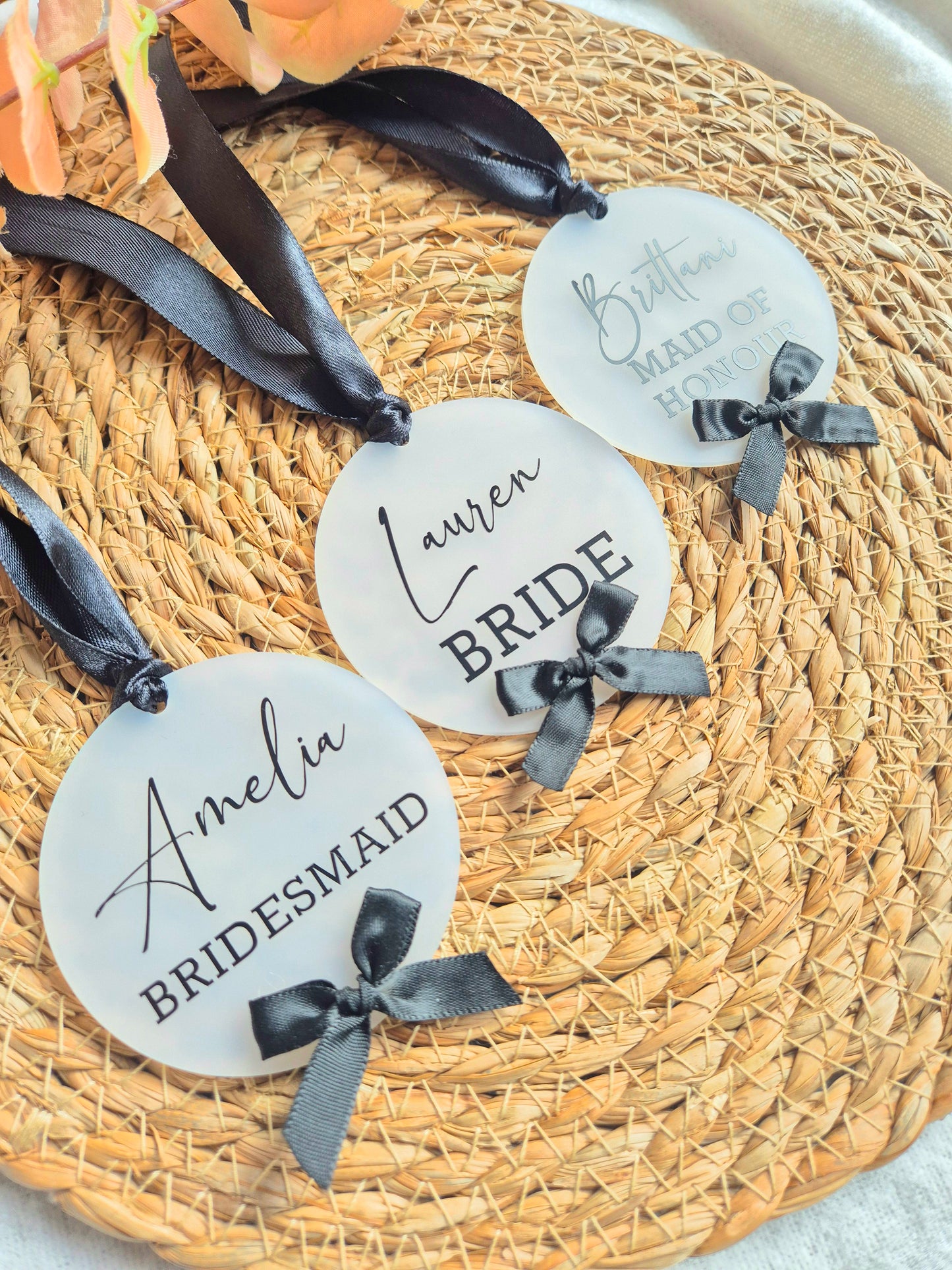 Frosted Black Bow Hanger Tag