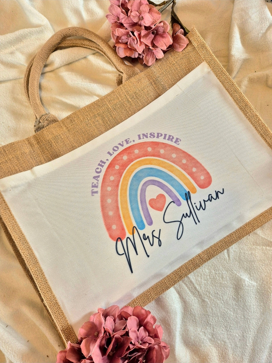 Teacher Rainbow Tote Bag