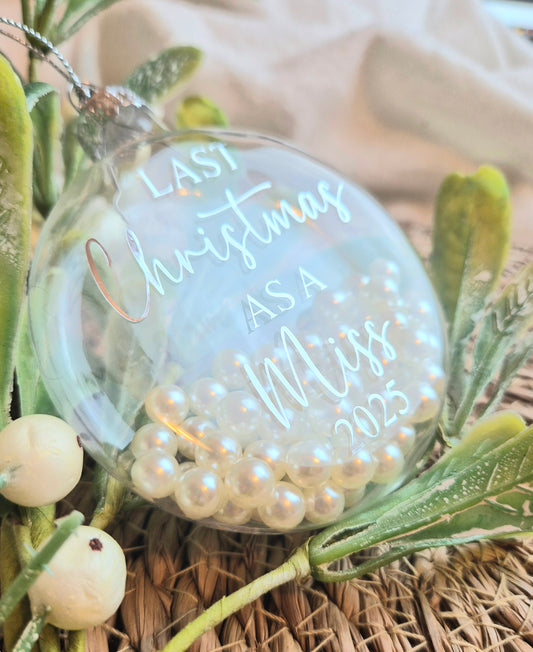 Glass Pearl 'Last Christmas' Bauble