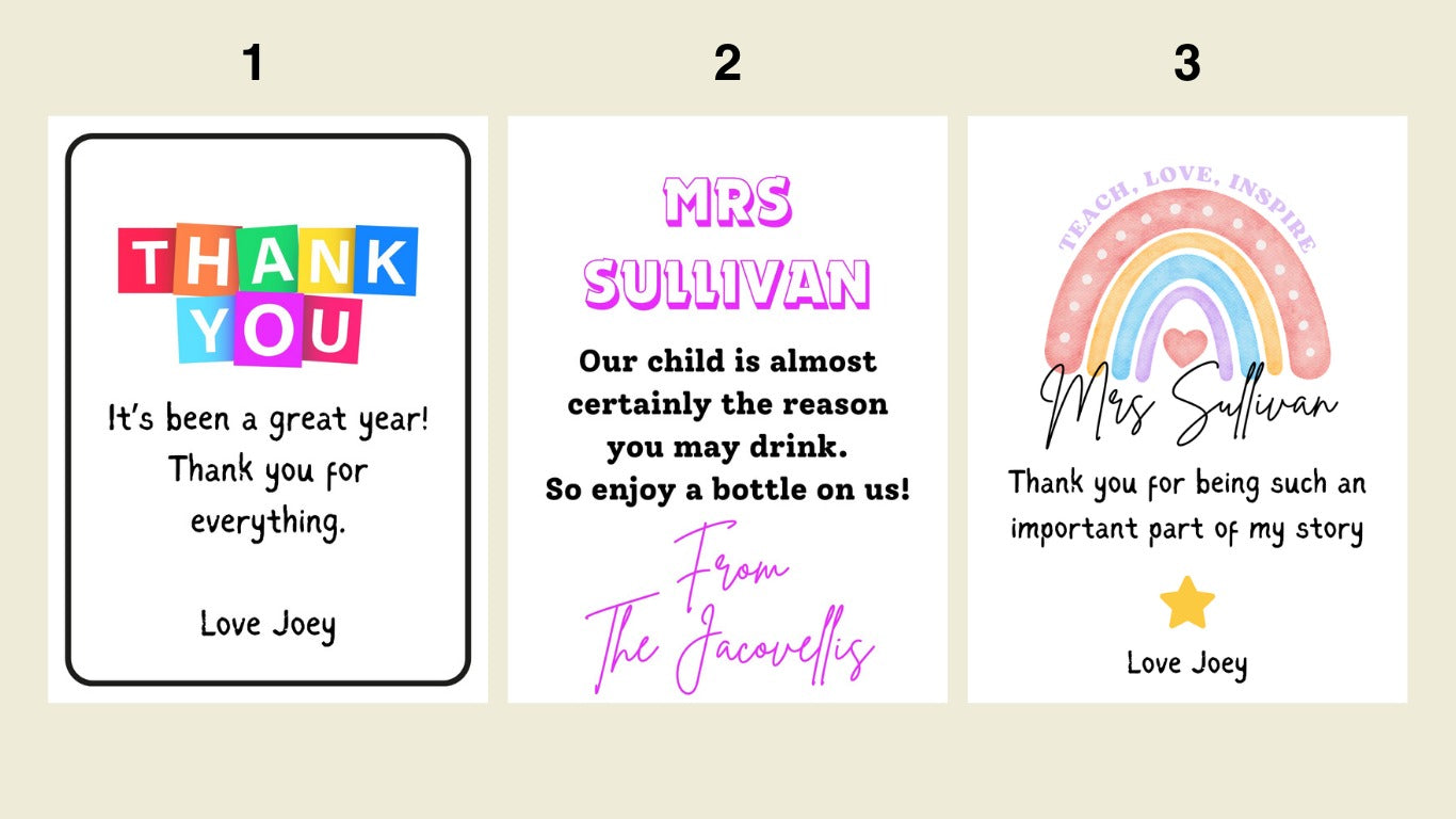 Wine Bottle Labels - Teachers