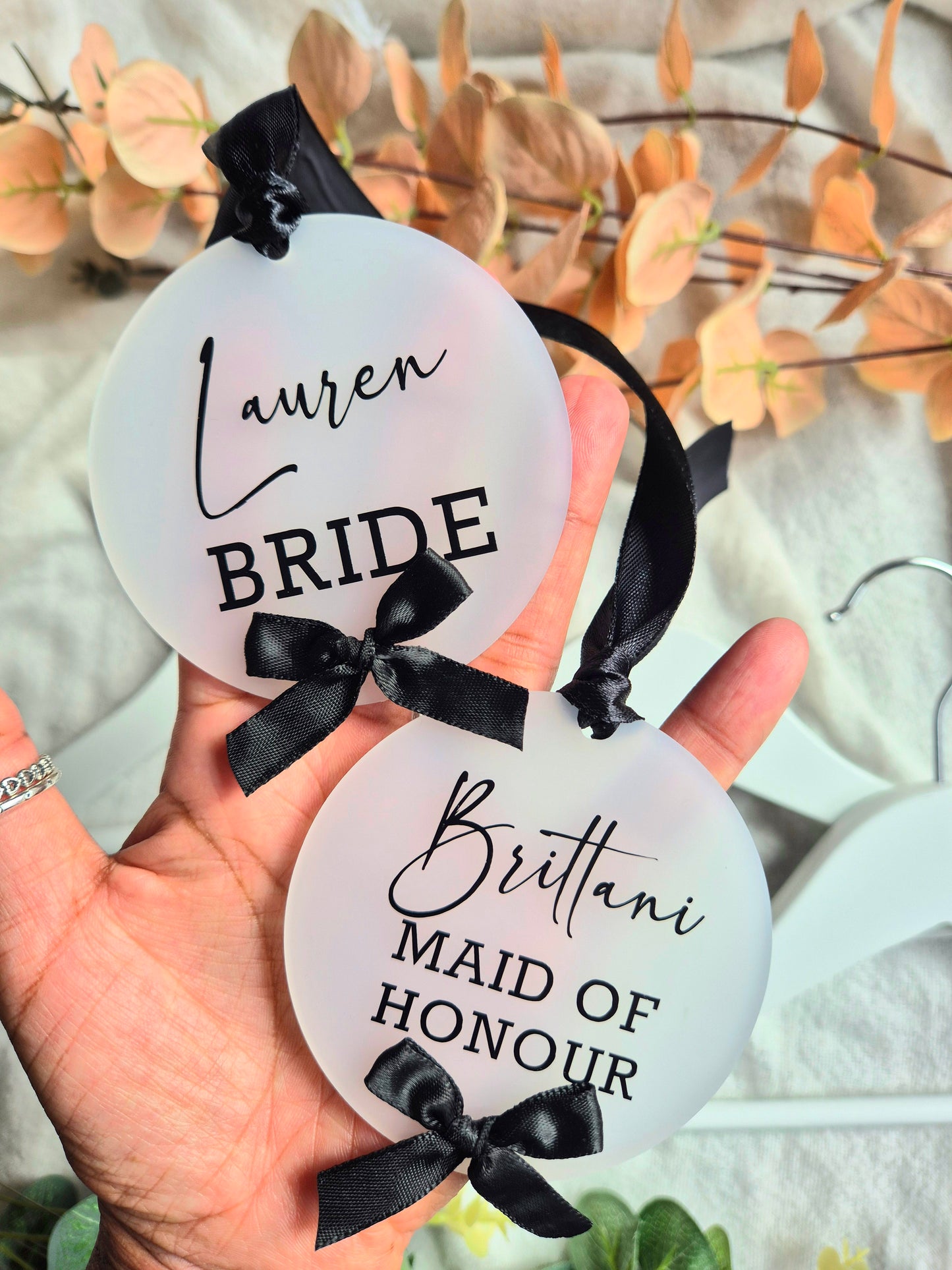 Frosted Black Bow Hanger Tag