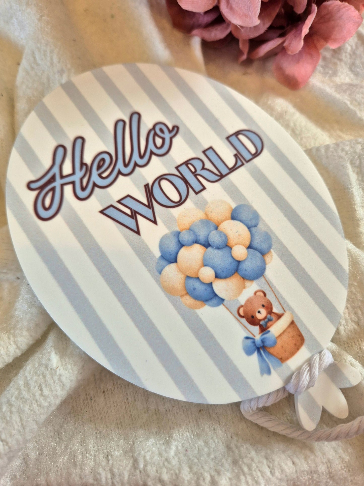 Hello World Acrylic Announcement Balloon - Bear