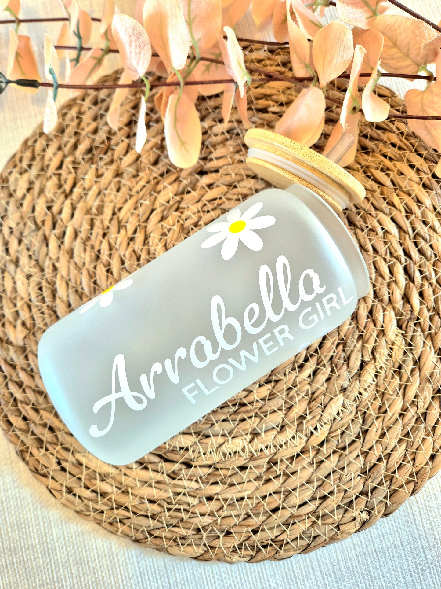 Personalised Flower Girl Frosted Libby Can Glass