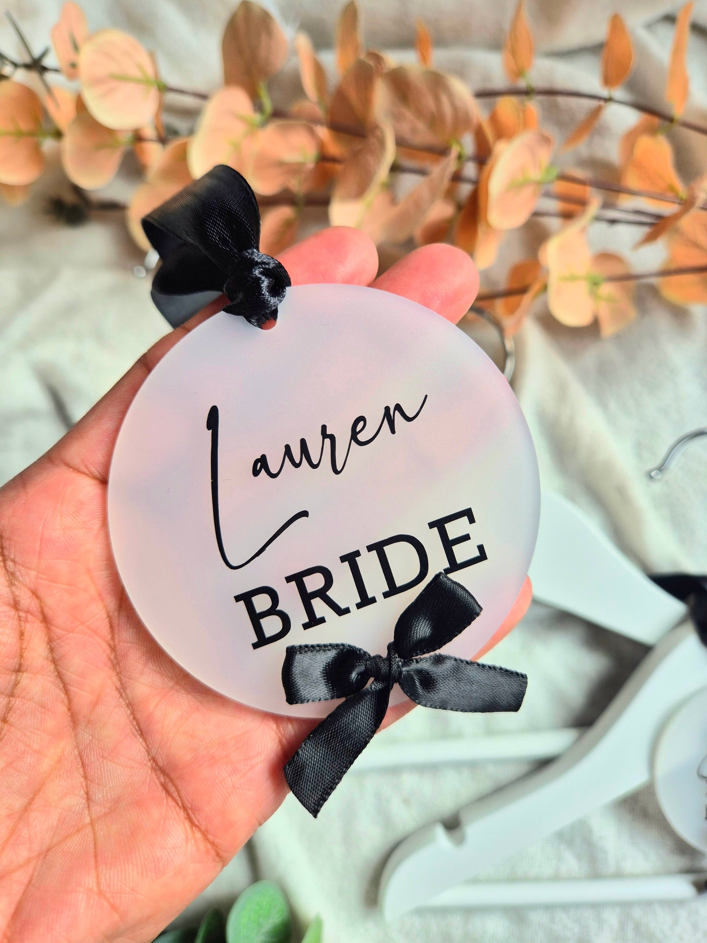Frosted Black Bow Hanger Tag