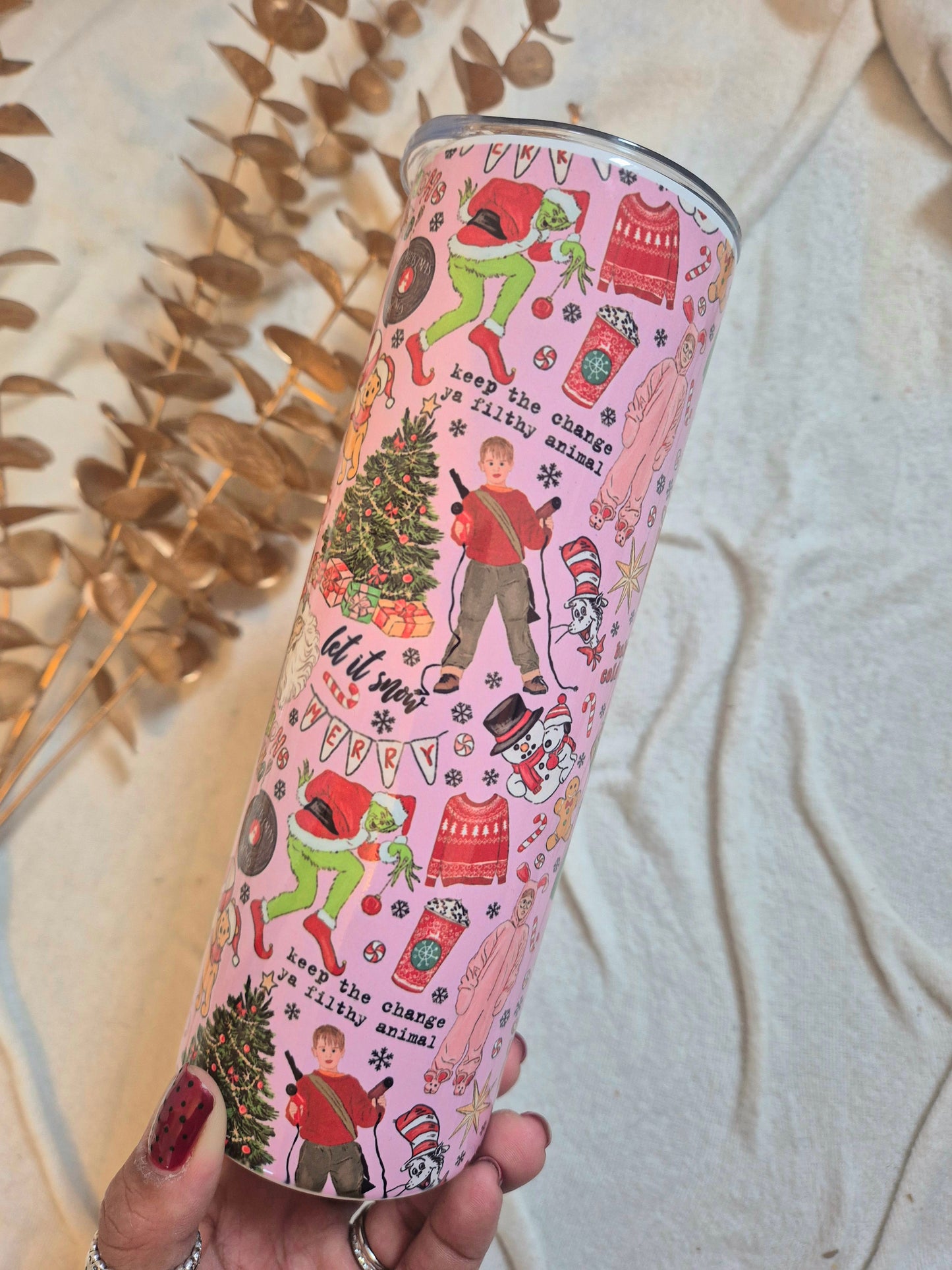 Festive Metal Tumbler - Christmas Movie Theme