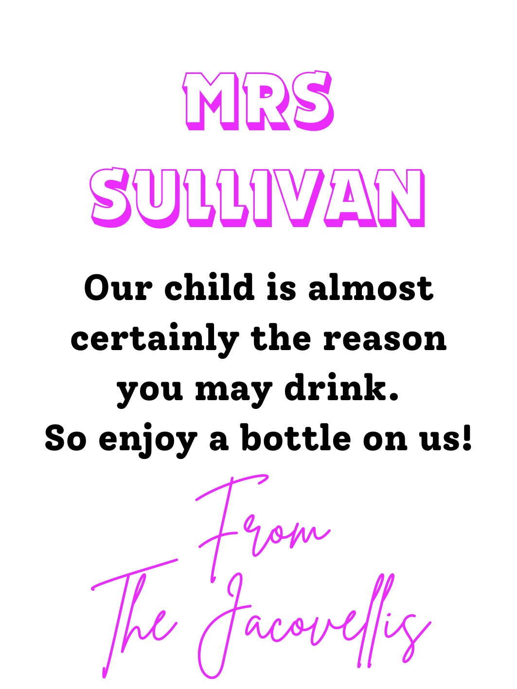 Wine Bottle Labels - Teachers