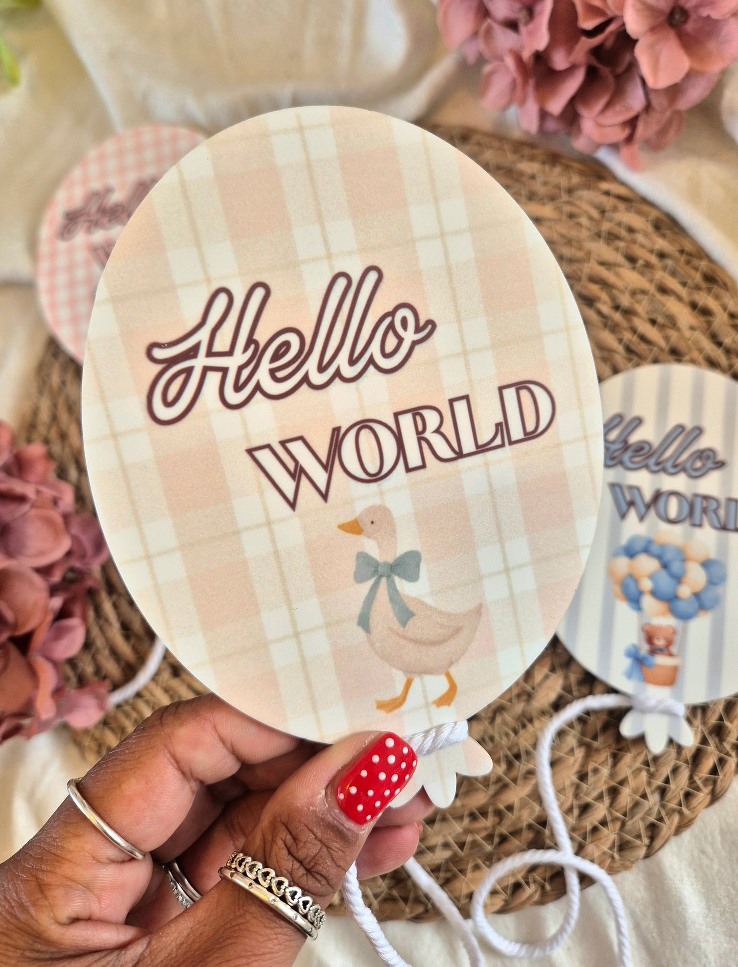 Hello World Acrylic Announcement Balloon - Duck